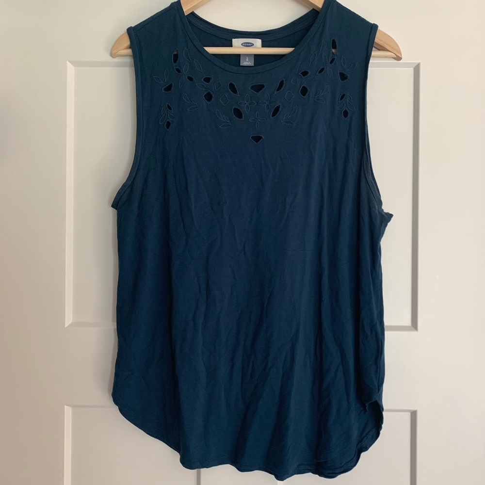 Old Navy Navy Blue Cutout Rayon Tank L